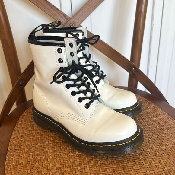Dr. Martens 1460 white leather combat boots size 6 - Picture 4 of 14